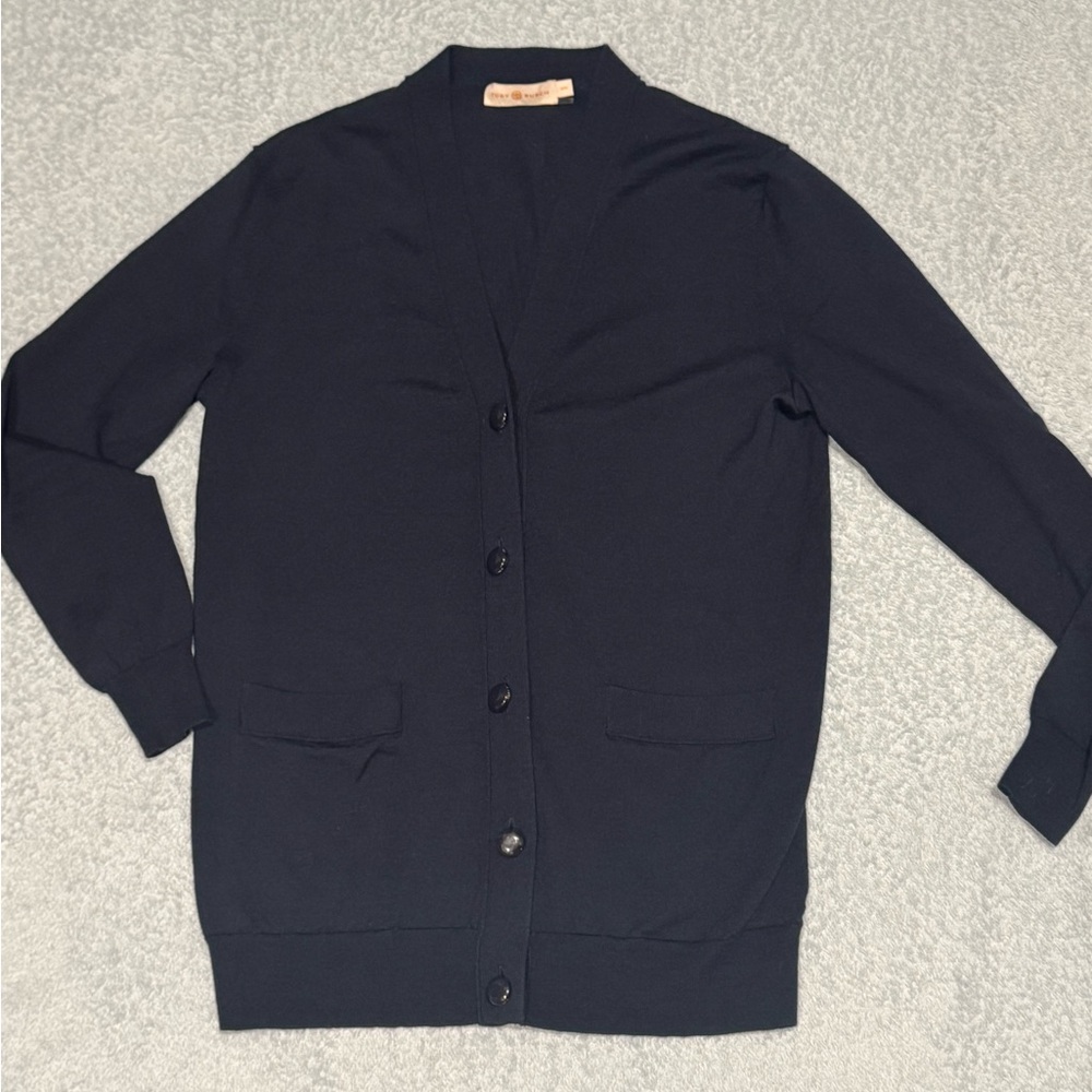Tory Burch Women's Elegant Navy Cardigan